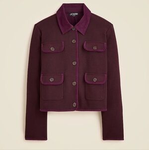 New J. CREW 2025 Knit Jacket In Wool Blend Oxblood Size 2X